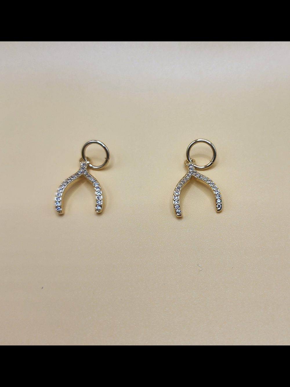 Gold Crystal Wishbone Drop Earrings - Women's Jewelry